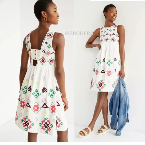 HP - 9/8/23 - Anthropologie Dolly Embroidered Sleeveless Dress - White - S - Picture 2 of 10